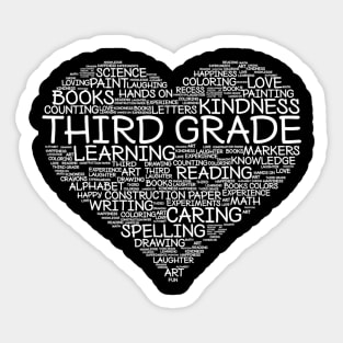 Third Grade Word Heart Tshirt 3Rd Grade Student  Teacher Sticker